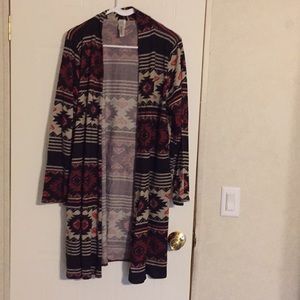 Crepes plus size open front long cardigan